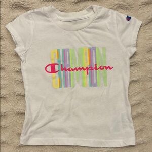 Champion White and Red Short Sleeve Tee Casual Cotton